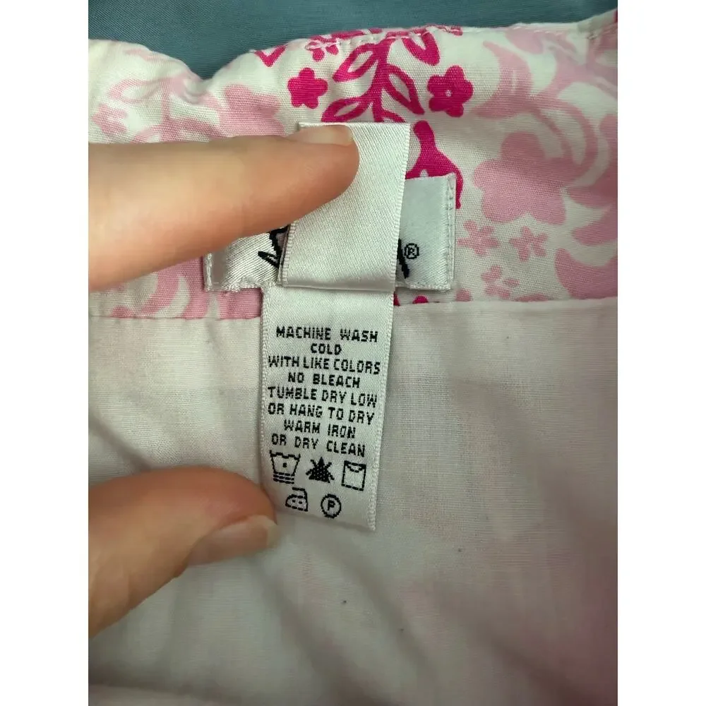Lily Pulitzer 100% Cotton Pink and White Mini Skirt Size 6